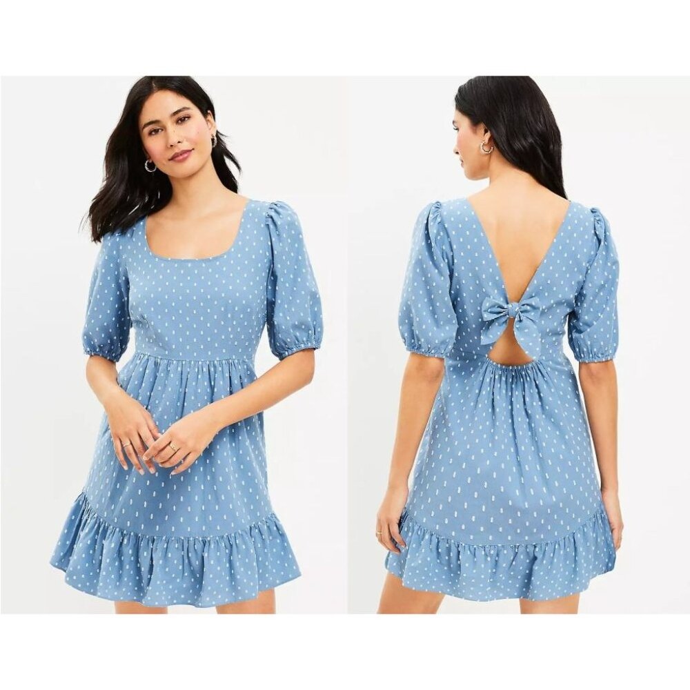 Ann Taylor Petite Clip Tie Back Flounce Swing Dress 00P